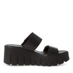 Γυναικεία δερμάτινη μαύρη πλατφόρμα Tamaris