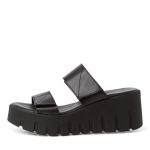 Γυναικεία δερμάτινη μαύρη πλατφόρμα Tamaris - Image 3