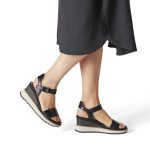 Γυναικεία πλατφόρμα μαύρη δερμάτινη Tamaris - Image 3