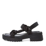 Tamaris Υφασμάτινα Γυναικεία Πέδιλα με Χοντρό Χαμηλό Τακούνι σε Μαύρο Χρώμα - Image 3