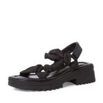 Tamaris Υφασμάτινα Γυναικεία Πέδιλα με Χοντρό Χαμηλό Τακούνι σε Μαύρο Χρώμα - Image 4