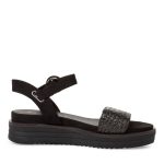 Γυναικεία σανδάλια Tamaris μαύρα textile