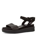 Γυναικεία σανδάλια Tamaris μαύρα textile - Image 4