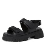 Tamaris Δερμάτινα Γυναικεία Πέδιλα με Χοντρό Χαμηλό Τακούνι σε Μαύρο Χρώμα - Image 3