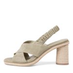 Tamaris Δερμάτινα Γυναικεία Πέδιλα με Χοντρό Ψηλό Τακούνι σε Χακί Χρώμα - Image 3