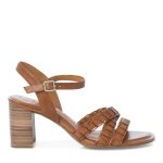 Tamaris Δερμάτινα Γυναικεία Πέδιλα με Χοντρό Χαμηλό Τακούνι σε Ταμπά Χρώμα