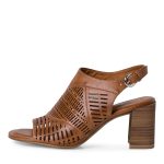 Tamaris Δερμάτινα Γυναικεία Πέδιλα με Χοντρό Ψηλό Τακούνι σε Ταμπά Χρώμα - Image 3