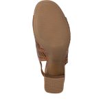 Tamaris Δερμάτινα Γυναικεία Πέδιλα με Χοντρό Ψηλό Τακούνι σε Ταμπά Χρώμα - Image 5