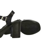 Ragazza Δερμάτινα Γυναικεία Πέδιλα με Χοντρό Ψηλό Τακούνι σε Μαύρο Χρώμα 0914 - Image 10