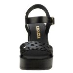 Ragazza Δερμάτινα Γυναικεία Πέδιλα με Χοντρό Ψηλό Τακούνι σε Μαύρο Χρώμα 0914 - Image 12