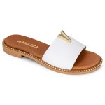 Ragazza Δερμάτινα Γυναικεία Σανδάλια σε λευκό Χρώμα 01025