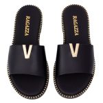 Ragazza Δερμάτινα Γυναικεία Σανδάλια σε Μαύρο Χρώμα - Image 3