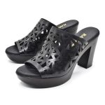 Ragazza Δερμάτινα Mules με Χοντρό Ψηλό Τακούνι σε Μαύρο Χρώμα 0333 - Image 4