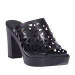 Ragazza Δερμάτινα Mules με Χοντρό Ψηλό Τακούνι σε Μαύρο Χρώμα 0333 - Image 5