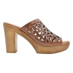 Ragazza Δερμάτινα Mules με Χοντρό Ψηλό Τακούνι σε Ταμπά Χρώμα 0333