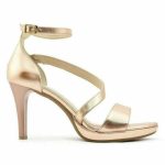 Ragazza Γυναικεία Πέδιλα από Λουστρίνι με Λεπτό Ψηλό Τακούνι σε Χαλκός Χρώμα