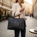 Andlion Κλασική τσάντα ώμου καπιτονέ μεγάλου μεγέθους μαύρο χρώμα - Image 6