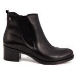 Ragazza Δερμάτινα Γυναικεία Chelsea Μποτάκια με Μεσαίο Τακούνι Μαύρα 0360