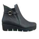 Γυναικεία Δερμάτινα Μποτάκια Wedges Softies 7316 - Μαύρο