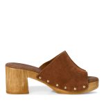 Tamaris Mules με Χοντρό Ψηλό Τακούνι σε Ταμπά Χρώμα