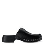 Tamaris Δερμάτινα Mules με Χοντρό Χαμηλό Τακούνι σε Μαύρο Χρώμα