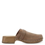 Tamaris Δερμάτινα Mules με Χοντρό Χαμηλό Τακούνι Camel Sued