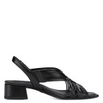 Γυναικεία Πέδιλα με Χοντρό Μεσαίο Τακούνι Μαύρα