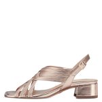 Γυναικεία Πέδιλα με Χοντρό Μεσαίο Τακούνι Πλατίνα - Image 4