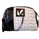 Andlion 0103 τσάντα ώμου ασπρόμαυρη δέρμα καπιτονέ