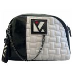 Andlion 0103 τσάντα ώμου ασπρόμαυρη δέρμα καπιτονέ - Image 2