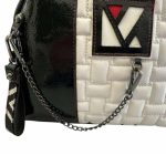 Andlion 0103 τσάντα ώμου ασπρόμαυρη δέρμα καπιτονέ - Image 4