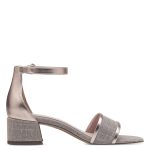 Γυναικεία Πέδιλα με Χοντρό Μεσαίο Τακούνι Πλατίνα