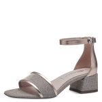 Γυναικεία Πέδιλα με Χοντρό Μεσαίο Τακούνι Πλατίνα - Image 4