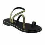 Ragazza Δερμάτινα Γυναικεία Σανδάλια σε Μαύρο Χρώμα