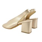 Ragazza Δερμάτινες Peep Toe Γόβες με Χοντρό Μεσαίο Τακούνι Χρυσές - Image 3