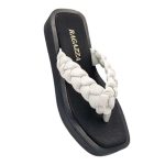 Ragazza Δερμάτινα Γυναικεία Σανδάλια Flatforms σε Λευκό Χρώμα - Image 3