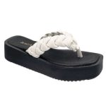 Ragazza Δερμάτινα Γυναικεία Σανδάλια Flatforms σε Λευκό Χρώμα - Image 5