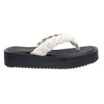 Ragazza Δερμάτινα Γυναικεία Σανδάλια Flatforms σε Λευκό Χρώμα