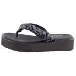 Ragazza Δερμάτινα Γυναικεία Σανδάλια Flatforms σε Μαύρο Χρώμα - Image 4