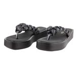 Ragazza Δερμάτινα Γυναικεία Σανδάλια Flatforms σε Μαύρο Χρώμα - Image 5