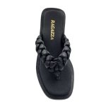 Ragazza Δερμάτινα Γυναικεία Σανδάλια Flatforms σε Μαύρο Χρώμα - Image 7