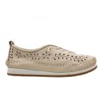 Δερμάτινο Γυναικείο Μοκασίνι με κορδόνια σε μπεζ χρώμα - Image 5