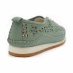 Δερμάτινο Γυναικείο Μοκασίνι με κορδόνια σε πράσινο χρώμα - Image 4