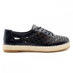 Safe Step γυναικεία μαύρη δερμάτινη ανατομική εσπαντρίγια με κορδόνι