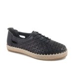 Safe Step γυναικεία μαύρη δερμάτινη ανατομική εσπαντρίγια με κορδόνι - Image 5