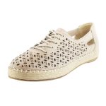 Safe Step γυναικεία μπεζ δερμάτινη ανατομική εσπαντρίγια με κορδόνι - Image 4