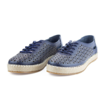 Safe Step γυναικεία navy δερμάτινη ανατομική εσπαντρίγια με κορδόνι - Image 3