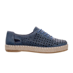 Safe Step γυναικεία navy δερμάτινη ανατομική εσπαντρίγια με κορδόνι