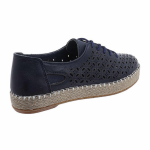 Safe Step γυναικεία navy δερμάτινη ανατομική εσπαντρίγια με κορδόνι - Image 5