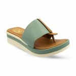 Safe Step Γυναικεία Πράσινη Δερμάτινη Ανατομική Σαγιονάρα/Πλατφόρμα - Image 4